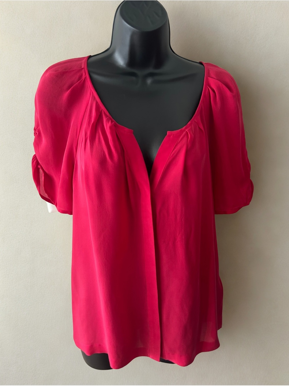 Joie Soft Raspberry Red Scoop-Neck Blouse